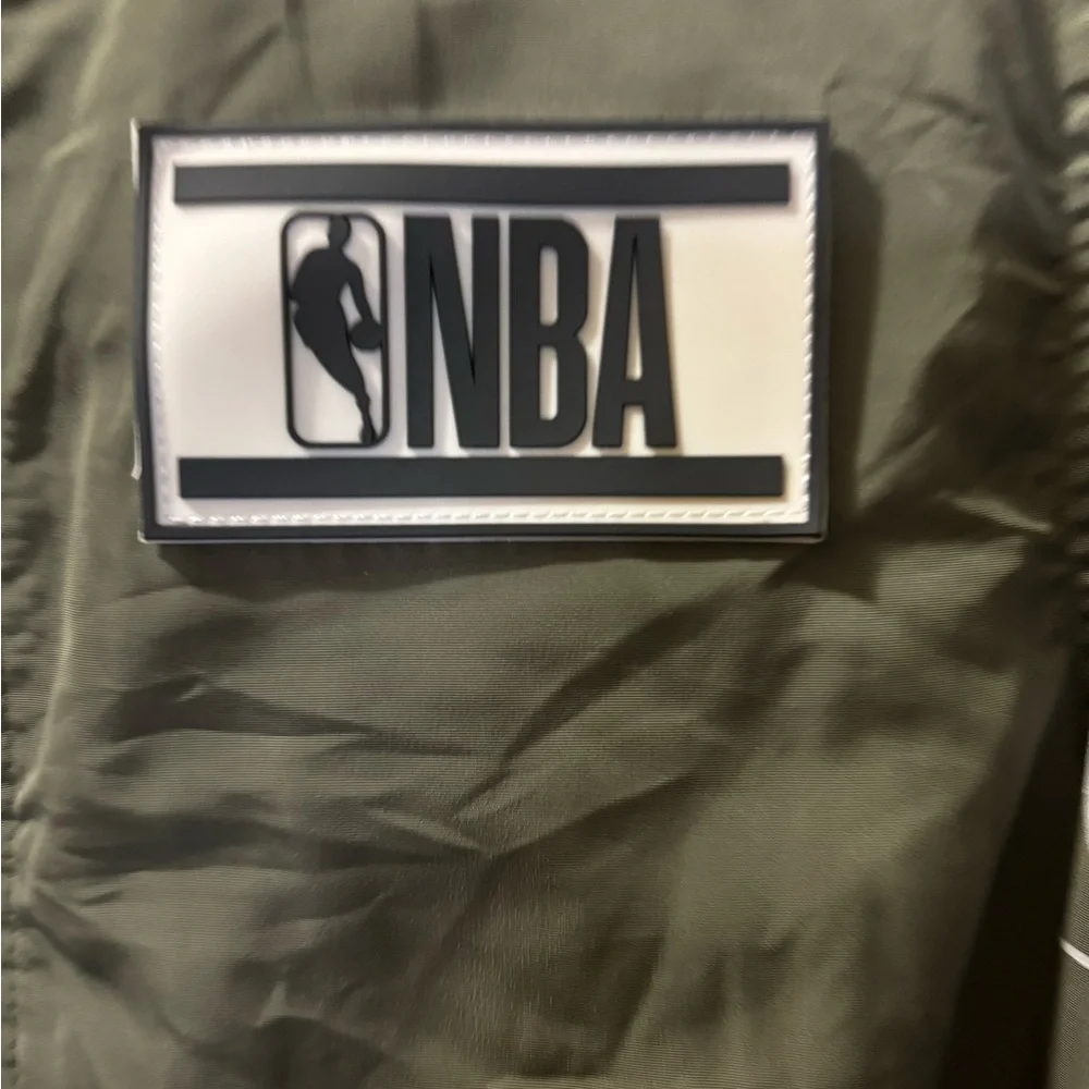 NBA Official Bomber Jacket Green With Orange Inside Brand New $150 Retail Size M - Picture 4 of 6
